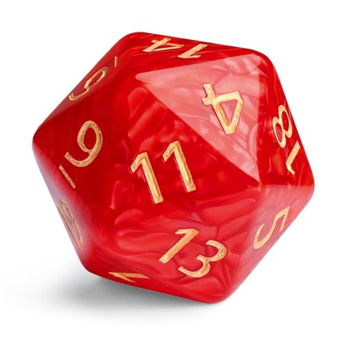 20 Sided DND Dice,D20 Giant Polyhedral Dice,55mm Titan Large Pearl Color D20 Dice,20 Sided Cube D&D Dice Set for Dungeons and Dragons, RPG, MTG Table Games(Red-Pearl Series) - color: D-20 Red