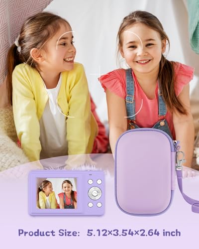 SQERO Camera Case for Digital Camera CAMKORY DC403/KODAK PIXPRO FZ55/FZ45 | SD Card Storage Travel Carry Cute Case Bag Small, Anti-Shock Dot Protection - color: Violet