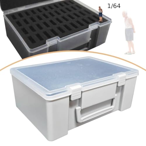 kowaku 1/64 Miniature Figure Storage Box Protection Box Foam Layer Dustproof Reliable Shockproof Travel Case Action Figure Container , Gray - color: Grey