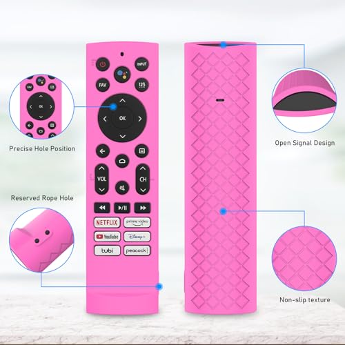 Silicone Case Cover for Voice Remote ERF3A90 for U7G U8 U9G Series 4K ULED, Glow Hot Pink Sleeve - color: Glow Pink
