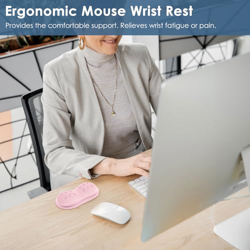 VANKEY Ergonomic Mouse Wrist Rest, Soft Support, Memory Foam Pad, Non-Slip Base (Pale Pink) - color: Pale Pink