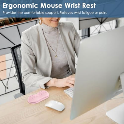 VANKEY Ergonomic Mouse Wrist Rest, Soft Support, Memory Foam Pad, Non-Slip Base (Pale Pink) - color: Pale Pink