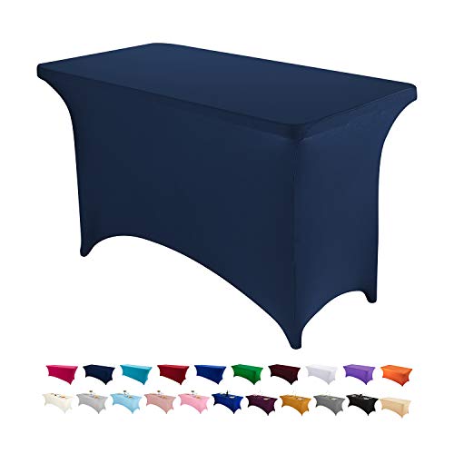 Peomeise 4FT Spandex Table Cover Rectangular Stretch Spandex Tablecloth (Navy,4FT) - color: Navy, size: 48" x 30" (Rectangle)