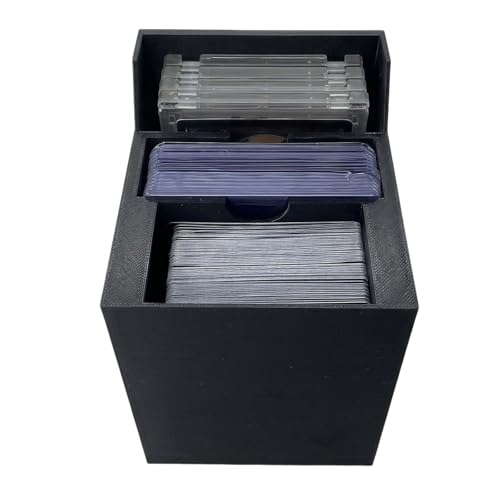 Card Care Lite - Toploader Dispenser Stackable Card Storage Box Sleeved Card Tray with 3 Dividers 35PT- Penny Sleeve Holder (Black)