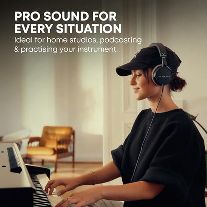 beyerdynamic DT 270 PRO, Wired Headphones, Home Recording, Monitor, Stereo, 3m Cable, Black with Gray Ear Pads
