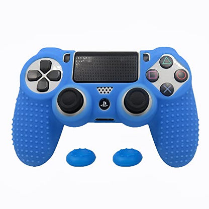 PS4 Controller DualShock4 Skin Grip Anti-Slip Silicone Cover Protector Case for Sony PS4/PS4 Slim/PS4 Pro Controller with 2 Thumb Grips (Blue) - color: Blue