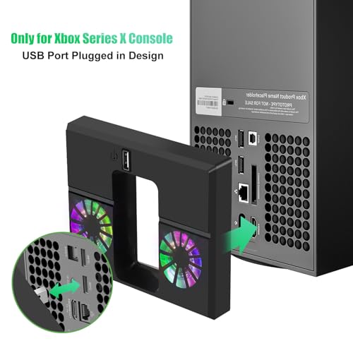 Linkstyle Cooling Fan for Xbox Series X, Vertical Cooling Stand Cooling System with Colorful RGB Lights and 1 USB Port - color: RGB Light