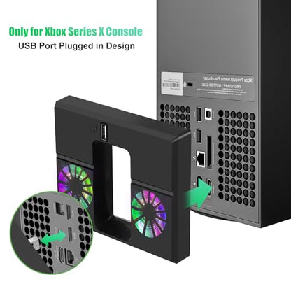 Linkstyle Cooling Fan for Xbox Series X, Vertical Cooling Stand Cooling System with Colorful RGB Lights and 1 USB Port - color: RGB Light