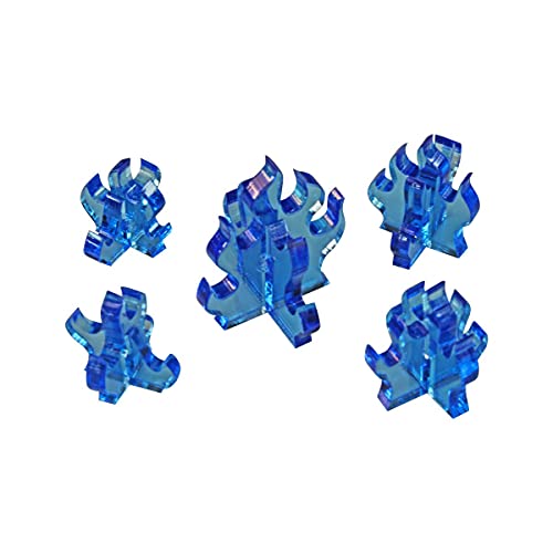 LITKO Flame Markers | for RPG & Wargames | Fluorescent Blue | Variety | Plasma fire, arcane energy & magic burns | Set of 5, 3 sizes | Multi-part 3mm acrylic | Glue assembly - color: Floursecent Blue, size: Variety Pack