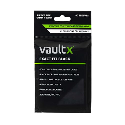 Vault X Black Exact Fit Inner Sleeves (100 Pack) for Trading Cards | Double-sleeve cards for tournaments. Perfect-fit inner sleeves, opaque black backs, acid-free. 100-pack, archival-safe. - size: Black 100 Pack