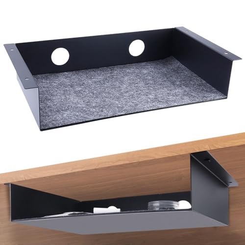 Under Desk Storage Shelf, Steel Under Desk Tray Mountable Add-On Shelf for Table Office Desk, Large (Pack of 1) - size: Large (13" x 8" x 2.8")