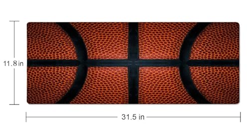 Basketball Large Gaming Mouse Pad Keyboard Desk Pad Extended Mouse Pad Gaming Office Decor, PC Laptop Mouse Pads Large (31.5x151.8 in) with Stitched Edges Non-Slip Base Mousepad XL - color: Basketball