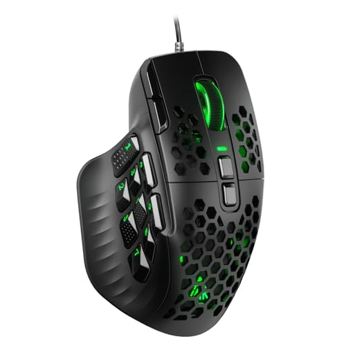 SOLAKAKA SM809 Wired MMO Gaming Mouse,24000 DPI,16 Programmable,RGB PC Gaming Mice,Black