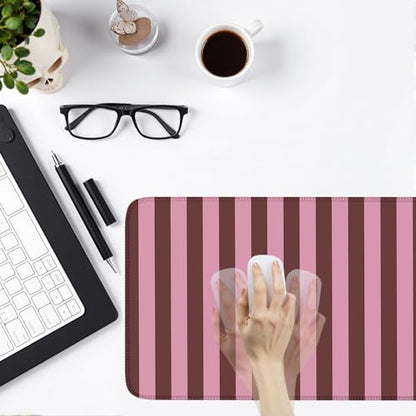 Pink and Burgundy Striped Desk Mat Cute Pastel XXL Large Gaming Mouse Pad Desk Pad Kawaii Cozy Aesthetic Keyboard Laptop Computer Mat - color: A7- Pink Burgundy