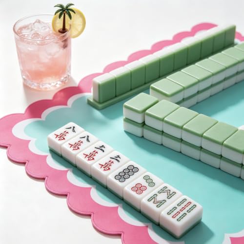 Mahjong Mat for Table 31.25"x31.25" - Anti-Slip American Mahjong Mat with Carrying Bag, Dice & Wind Indicator, Noise-Reducing Table Cover for Mahjong Poker Board Games, Green - color: Green