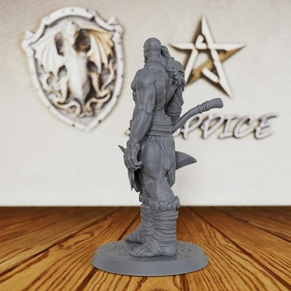 AUSPDICE Dungeons and Dragons Miniature 32mm for TTRPG - Barbarian AS407 | Unpainted DND Minis, Tabletop RPG Game Figurine, RPG Gift for Role Playing Gamers & Barbarian Lore Enthusiasts Axe Warrior