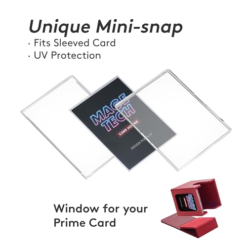 Mage Tech Commander Deck Box Lite - Card Display with Mini Snap Card Holder & Removable Cover, Fits 100+ Single-Sleeved Cards, Ideal for MTG, PTCG, OPCG, SWU & More(Red) - color: Red