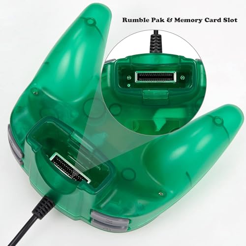 KIWITATA Retro Mini N64 Controller, N64 Wired Remote Bit Game Pad Upgraded Joystick Controller for Classic N64 Console Clear Green - color: green