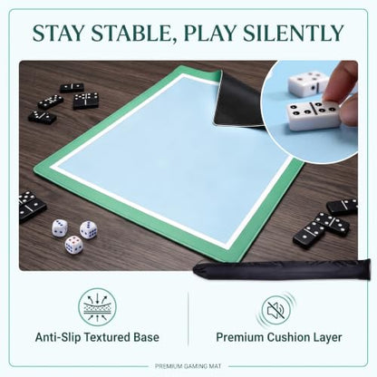 Green White Blue Mahjong Mat 31.5x31.5 Inch 2mm Thick Neoprene | Waterproof, Noise Reduction, Non-Slip, For Mahjong, Dominoes, Poker & Board Games, With Storage Bag & 4 Dice - color: Bule Green White