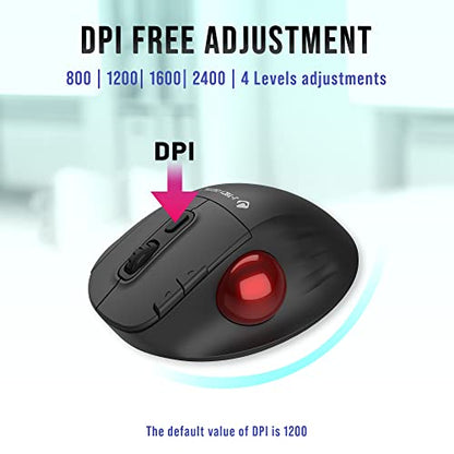 J-Tech Digital Wireless Trackball Ergonomic Mouse w/Free & Easy Thumb Control | DPI Adjustment, Precision Tracking, Multi-System Compatibility with PC, Laptop, Windows, Mac [V728] - size: Wireless Trackball Ergonomic Mouse