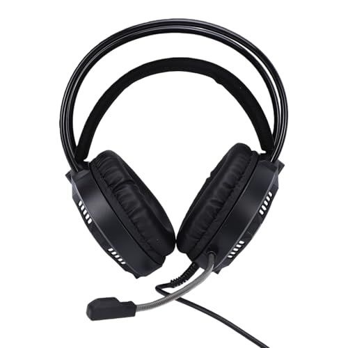 Wired Gaming Headset, 7.1 Surround Sound RGB Over Ear Headphones with Noise Cancelling Mic, 50mm Driver, Memory Foam Earpads for PC, Switch (Black) - color: Black
