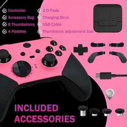 DIY Customized Model 1797 Elite Series 2 Controller-Vest Pink,Gaming Controller Compatible with Xbox Elite Series 2,Wireless Controller with 3.5mm Audio Jack,Compatible for Xbox One,Xbox Series X/S,DIY Controller With Accessory Bag - color: Vest Pink
