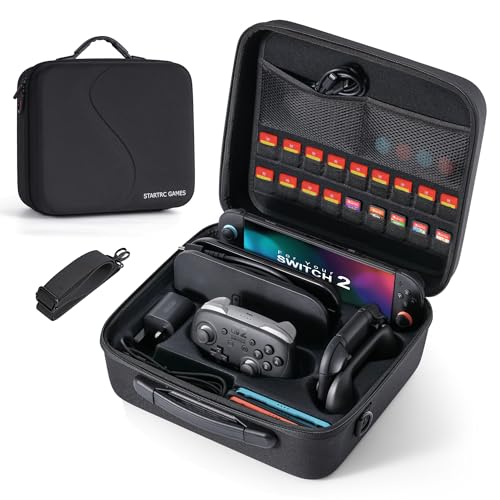 STARTRC GAMES Switch 2 All in One Carrying Case for Nintendo Switch 2, Portable Hard Travel Case with Game Card Slots, Portable Storage Carry Bag for Switch 2 Console Pro Controller Accessories - color: Black