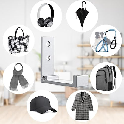 OHIYO 6Pcs Foldable Hooks for Hanging Coat & Bags & Hat & Key Wall Mounted Heavy Duty Aluminum Alloy Folding Coat Hooks with 12pcs Screws for Headphones Holder or Wall Hanger Hook(Matte Silver) - color: Silver 6 Pack
