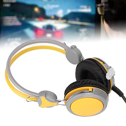 Noise Cancelling Gaming Headphones Clear Sound and Microphone for Computer Players (Yellow) - color: Yellow