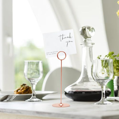 Urban Deco 16 Pieces Table Card Holder 8 inches Table Number Holders Place Steel Card Holders for Photos, Food Signs, Memo Notes, Weddings, Restaurants, Birthdays (Rosegold) - color: Rosegold
