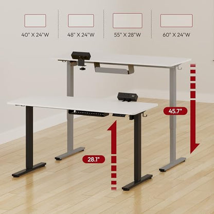SANODESK Electric Standing Desk with Desk Clamp Power Strip 40"x 24" Whole-Piece Desktop Height Adjustable Stand Up Desk with Cable Management Sit Stand Home Office Desk White Frame/White Top - color: White Frame+white Top, size: 40"x24"