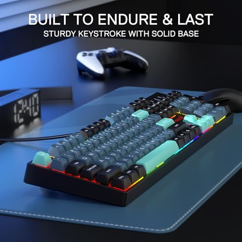Redragon K582 SE Wired RGB Mechanical Gaming Keyboard, 104-Key, PBT Keycaps | 16.8M Color Immersive eSports Lighting Vibe, Quiet Keystrokes w/ Sound-Absorbing Foam, N-Key Rollover, Customize Software - color: Dark Jade