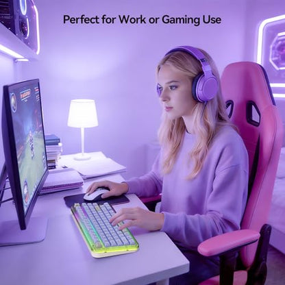 AUSDOM K75pro Wireless Gaming Creamy Keyboard, Tri-Mode BT/2.4G/USB-C Computer Keyboard, RGB Backlit Media Knob Creamy Keyboard, Purple - color: Purple