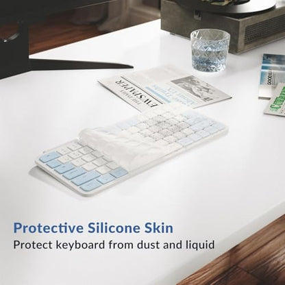 Keychron B1 Pro Ultra-Slim ZMK/Launcher Wireless Bluetooth 2.4 GHz/Wired Connection Keyboard for Mac Windows Linux - Retro Blue - color: Retro Blue