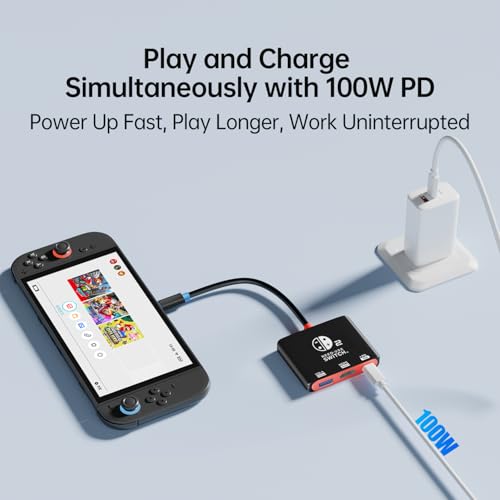 Switch 2 Portable Dock, USB C Hub Docking Station for Switch 2/1/OLED, 4K@60Hz HDMI TV Mode, 10Gbps USB 3.2, 100W PD Charging, Plug & Play Travel Dock