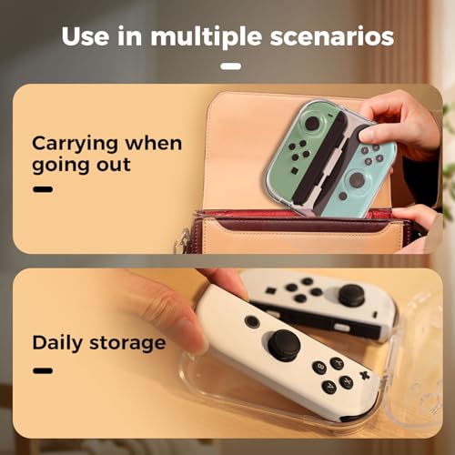 IINE Mini Storage Case for Joy-con, Portable Dust-Proof Protective Box Compatible with Nintendo Switch/OLED Joy-Con, Joy-con Travel Case with Magnetic Closure - color: Transparent