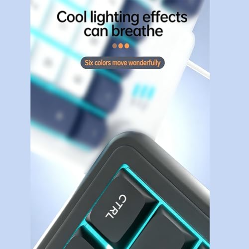 PUSOKEI Wired Gaming Keyboard, RGB Backlit Membrane Keyboard with Knob, Silent Anti Ghosting Keys, PBT Keycaps, Ultra Compact Ergonomic Keyboards for PC Laptop