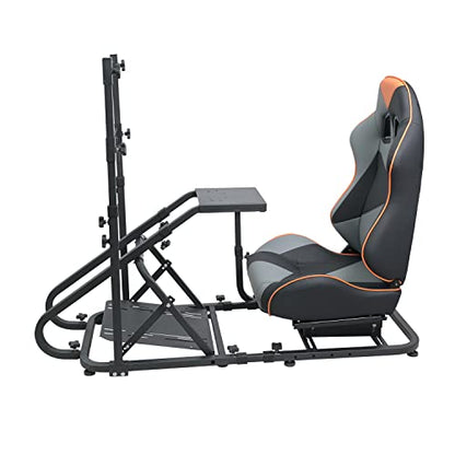 WTRAVEL Racing Simulator Cockpit with Wheel Stand and Racing Seat for All Logitech G920|G25|G27|G29| Thrustmaster | Compatible with Xbox, PS4, PS5, PC Platforms (Black+Gray) - color: Black+gray