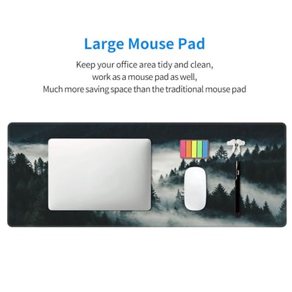 Large Gaming Mouse Pad Desk Mat, Dark Misty Mountains Forest Extended Keyboard Mouse Pad Mousepad with Non-Slip Base and Stitched Edge Mouse Mat Desk Pad Mouse Pads for Desk Home Office, 31.5 x 11.8 - color: Forest