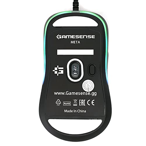 Gamesense Meta Ultra Lightweight Wired Gaming Mouse - PixArt 3360 - 65grams - 12,000 DPI - 60,000,000 clicks on All Buttons - No Holes