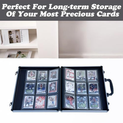 Azamou Toploader Binder for Trading Cards, Hard Cases, Holds 216 Toploaders, 9 Pocket Sleeves for 3" x 4" Cards (Gray 216-Toploaders) - color: Gray 216-Toploaders