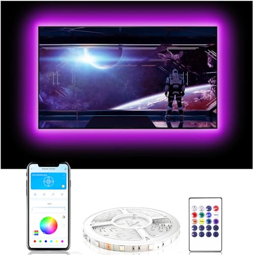 DAYBETTER Led Lights for TV 85Inch,20ft TV Led Backlight 85-100 Inch | USB Led Strip Lights with Remote,Music Sync Bluetooth TV Light Behind,TV Lights for Bedroom,Mood Lighting,Gaming Room Decor - size: 20ft for 85-100 Inch