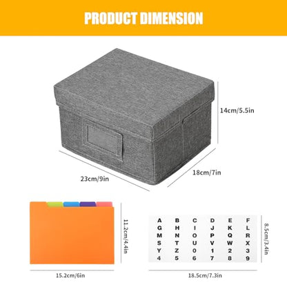 Qozary Index Card Holder 4x6 | Index Card Box With Dividers, Index Card Organizer Case, Foldable Flash Card Holder, 1000+ Card Capacity Box With Lid