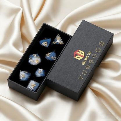 DND Dice Set 7-Pcs, Sharp Edge Cute Dog Style Resin Dice Polyhedral Resin Sharp Edge Dice for Roleplaying Games Dungeons and Dragons RPG MTG Table Games（Poodle） - color: Blue and White, style: Poodle