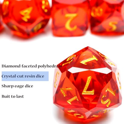 XENOLUX Polyhedral RPG Dice,Handmade Resin Red DND Dice Set for Dungeons and Dragons-RD Red - color: Rd-red
