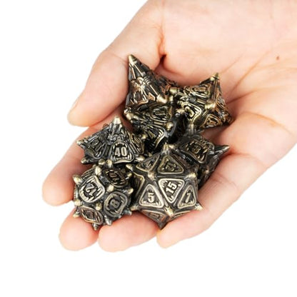 Surpass DND Metal dice polyhedral DND Dragon dice for Dungeons and Dragons (Bronze) - color: Bronze