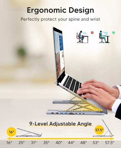 USB C Docking Station Dual Monitor, 9 in 1 Laptop Stand with 2 HDMI | Laptop Dock Stand with 4K@60Hz HDMI, 2*USB 3.0, 100W PD, USB-C 3.0, SD&TF Universal Dock Station for Acer/Dell XPS/HP/Mac - style: 9 in 1(2 HDMI)