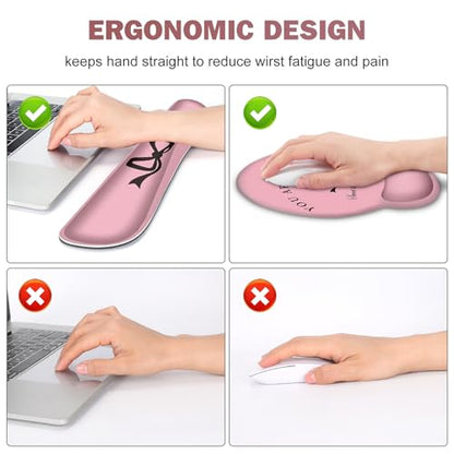 Gaming Mouse Pad, Large Desk Mat, 4in1 XXL Mousepad Cute Desk Pad Protector | Keyboard Wrist Rest+Mouse Wrist Rest+Coaster Set with Ergonomic Desk Pad for Home Office Table Computer, Pink Pretty Bow - color: Pink Pretty Bow