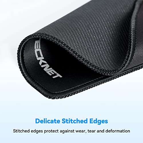 TECKNET Mouse Mat 270 x 210 x 3 mm Gaming Mouse Pad, Non-Slip Rubber Base, Waterproof Surface, Stitched Edges Mouse pad, Compatible with Laser and Optical Mice - color: Black