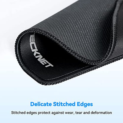 TECKNET Mouse Mat 270 x 210 x 3 mm Gaming Mouse Pad, Non-Slip Rubber Base, Waterproof Surface, Stitched Edges Mouse pad, Compatible with Laser and Optical Mice - color: Black